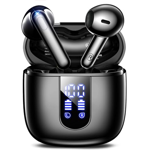 Image of Wireless Earbuds, Bluetooth5.4 Headphones with Deep Bass Stereo, 48H Playback Ear Buds with LED Power Display, Lightweight, IPX7, in-Ear Earphones with Mic for iPhone /Android, Pad