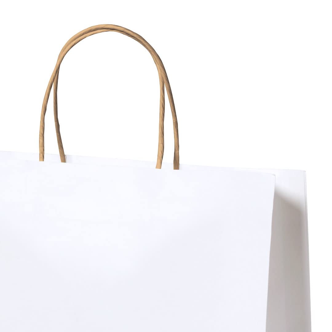 Pack 100 Bolsas de papel kraft medianas con asas 32,3 x 24 x 11 cm bolsas para regalos. Bolsas para comercios, ir al la compra de papel biodegradable, reutilizables ideales para regalar (Negras)