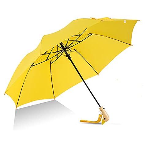 TaissBocco Cute Duck Wooden Handle Travel Umbrella Auto Open Compact And Lighter (Yellow) Cover
