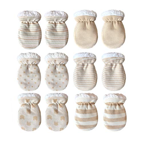 6 Pairs Baby Toddler Mitten Gloves Winter Warm Sherpa Lined Infant Newborn No Scrach Mittens for 0-24 Months