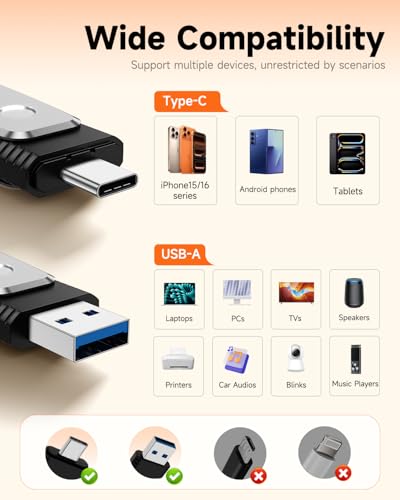 Image of MOSDART 128GB USB C and A 3.1 Dual Flash Drive with Keychain, Silver