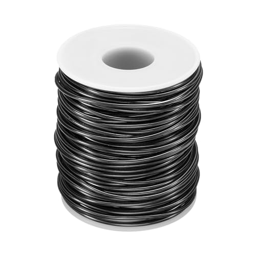 QUARKZMAN Rotolo di Filo Bonsai, Spessore 2mm, Lunghezza 30m, Filo di Alluminio Anodizzato Flessibile per Attrezzi Bonsai, Alberi, Giardino, Orticoltura, Paesaggistica, Nero