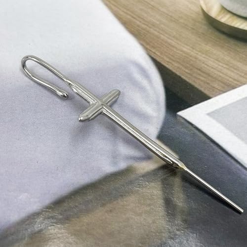 Cross Ear Piercing Jewelry Minimalist Stainless Steel Single Piercing Hook Industrial Barbell Fake Cartilage Industrial Earring Statement Ear Jewelry for Women Men4