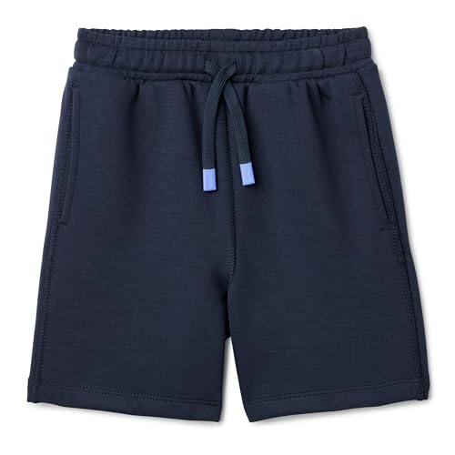 Amazon Essentials Boys' Athletic Regular Fit Workout Shorts with Pockets, Navy, Medium