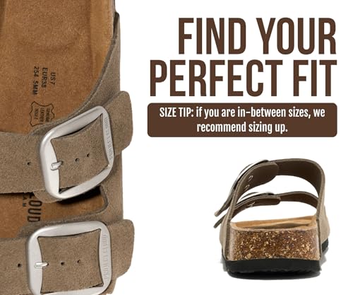 Image of Project Cloud 100% Genuine Leather Footbed Sandals for Women 2026 Comfortable Beach Essentials Womens Sandals Memory Foam Vacation Essentials Slides for Women Footwear (Santorini)