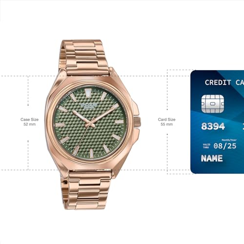 Image of Sonata Poze 7 Analog Green Dial Rose Gold Sheet Metal Strap Watch for Men - SP70091WM01W