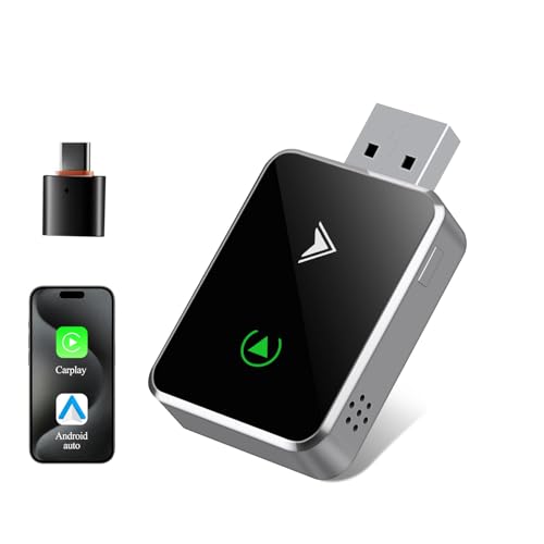 Adaptateur CarPlay sans fil et Android Auto 2-en-1 avec connexion Wi-Fi 5.8GHz USB-C