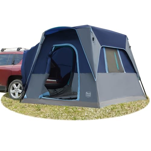 TIMBER RIDGE 5 Person SUV Tent Weather Resistant Portable for Car SUV Van Camping, Includes Rainfly and Storage Bag, 10' W X 8' L X 7.1' H Blue