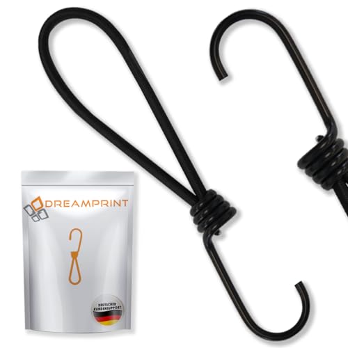 Dreamprint 25 Tendeur Elastique Caoutchouc Professionnel Noir 13cm avec Crochet pour bâches, Affiches, Filets tendeur bâche, Sangle élastique, Support de bâche, Caoutchouc de bâche