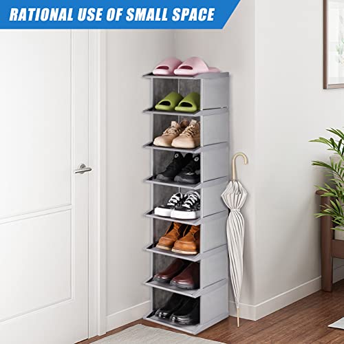 Nihome 8-Tier Narrow Shoe Rack - 12"X11"X48" Space-Saving Organizer For Home Closet, Hallway, Entryway, Bedroom And Living Room - Stackable And Free-Standing With Lightweight Fabric Design #TOP1