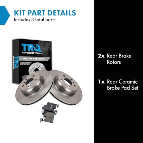 Image of TRQ Rear Brake Pad & Rotor Kit Ceramic Compatible with BMW