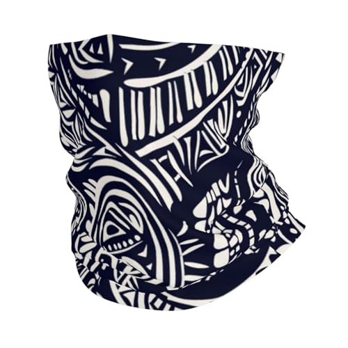 Blue Polynesian Maori Tribal Pattern Neck Gaiter Face Mask Scarf Bandana Head Wrap Uv Protection Balaclava For Sports