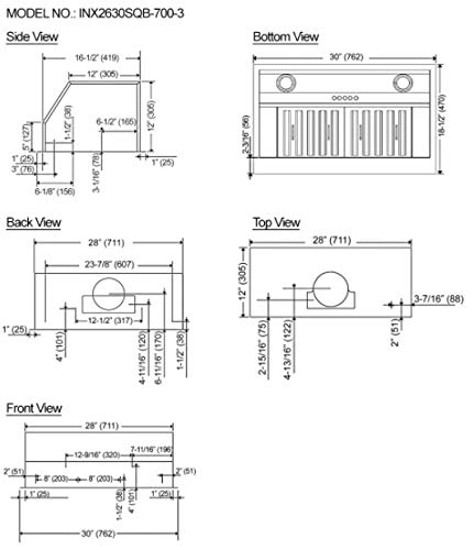 Kobe Range Hoods Inx2630Sqb-700-3 Insert Range Hood, 30-Inch, Stainless Steel #TOP2