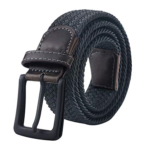 Cinturones de lona para hombres Metal Pin Hebilla Correa Cinturón Elástico Masculino Para Pantalones Jeans DFKE (Belt Length : 130cm, Color : Black) Cover