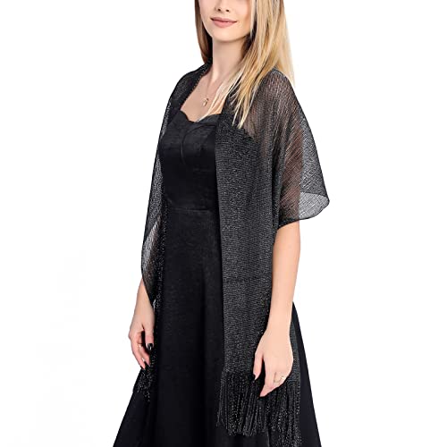 Ralcosuss Women’s Metallic Shawl Wrap Scarf for Evening Party Dresses, Wedding Bridal Long Large Scarves Shoulder Cover Up4