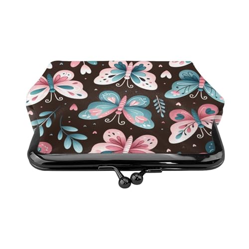 Pu Leather Buckle Coin Purse Butterflies-Love-Floral Girls Kiss-Lock Change Purse Wallets2