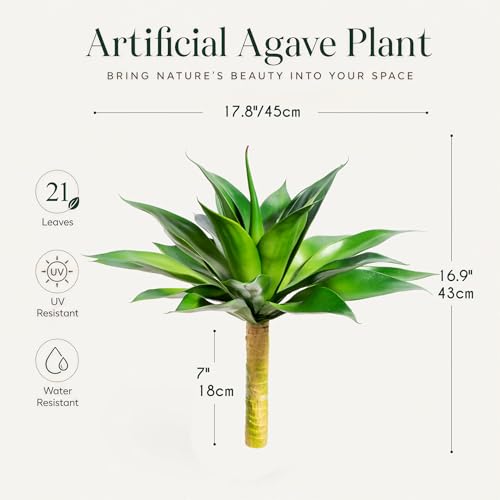 Image of Ttranewsoo Artificial Agave Plants,Large UV Resistant Fake Agave Planters for Indoor and Outdoor Decorating Artificial Plants for Outdoors Fake Plants 2Pack, 18 inch