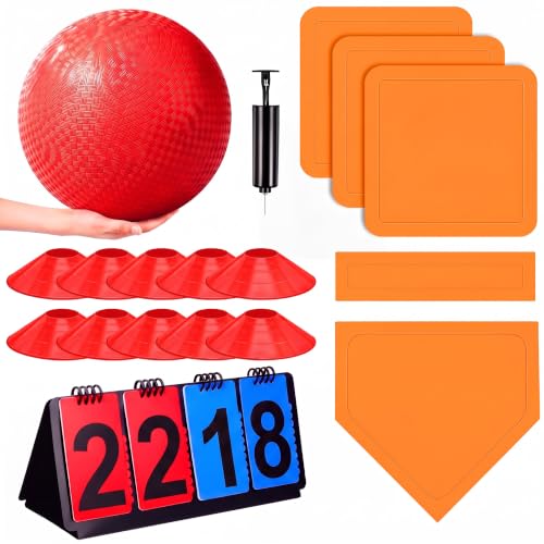 Jenaai 18 Pcs Kickball Set, 550G Upgraded Ball Set, Orange, 10 Inch - image 1