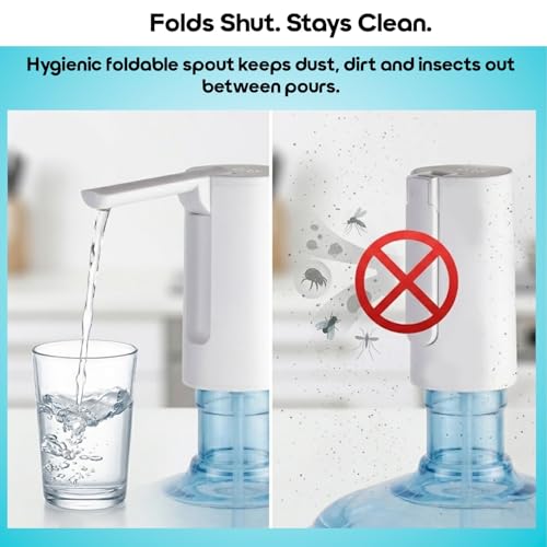 Image of InstaCuppa Automatic Water Dispenser for Gallon Bottles | 2000mAh Rechargeable USB Type-C | Digital Display with Countdown Timer | Foldable Hygienic Spout & Food-Grade Silicone Hose
