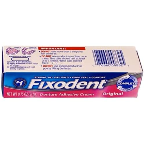 Fixodent Denture Adhesive Cream Original 0.75 OZ - Buy Pack & Save (Pack of 2)