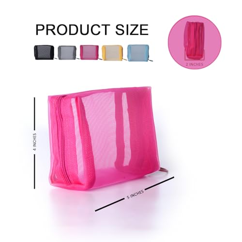 Image of Patu Zipper Mesh Bags, Beauty Makeup Cosmetic Accessories Organizer, Travel Toiletry Kit Set Storage Pouch, Multicolor, S, Cuboid, Assorted (5 pcs)