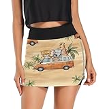 WELLDAY Womens Tennis Skirt High Waisted Workout Casual Golf Skort Animals in The Car Athletic Skirts with Pocket