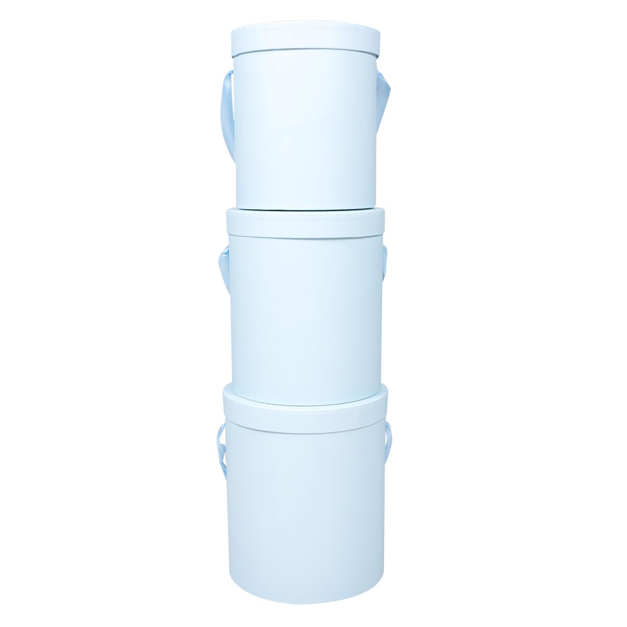 Boîte à fleurs ronde bleue STOBAZA en carton | Lot de 3 cylindres pour mariage et DIY