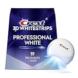 Crest 3D Whitestrips Professional White + Whitening Light At-Home Teeth Whitening Kit, 19 Treatments + Light, 30 Levels Whiter