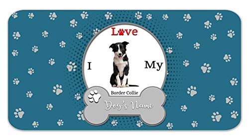 Bleu Reign Personalized Custom Name I Love My Dog Border Collie 12"x18" Ultra Absorbent Pet Feeding Mat