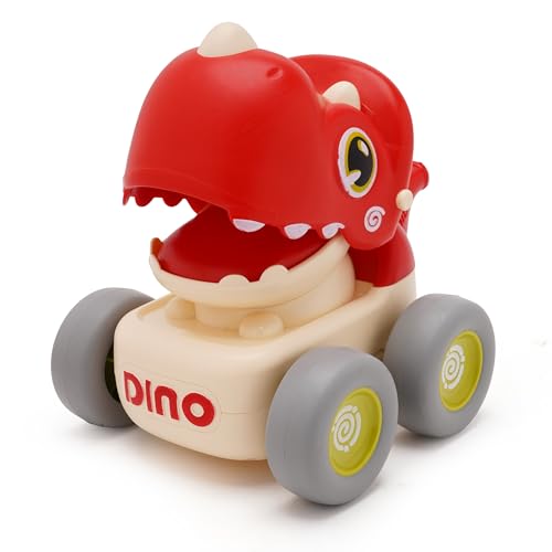 Image of Press and Go Whistle Dino Toy for Kids | Fun Push and Play Dinosaur Toy | Cute Dino Design with Sound | Made with Safe ABS Plastics | Playtime Gift Red Colour