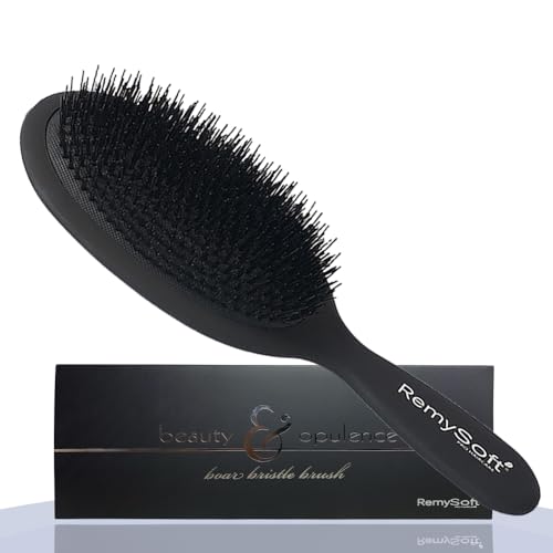RemySoft Beauty & Opulence Boar Bristle Brush - Safe For Hair Extensions, Weaves and Wigs