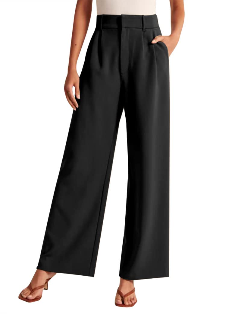 Ytfsrukp Womens Wide Leg Lounge Pants with Pockets Lightweight High Waisted Loose Trousers Casual Dress Pants Flowy Trousers