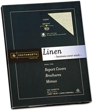 o Southworth Company o - Fine Linen Paper,65lb,100 SH/BX,Acid-free/Lignin,Ivory