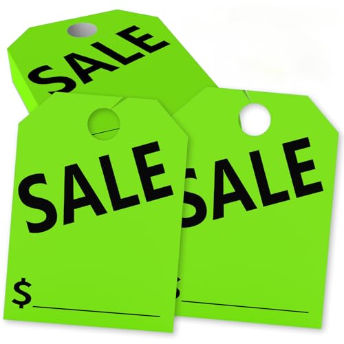 120 Pack Sale Tags, Green Double-Sided Hanging Car Mirror Tags, 8.3 x 11.2 Inches for Sale Sign Car, with Hook Design for Auto Dealership Supplies & Vehicle Lots