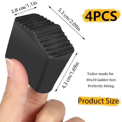 4 Stück Fusskappen für Leitern - 50x25 Aluleiterersatz, rutschfeste Gummileiterfüße für Universelle Leitern, Aluleiter Ersatz GummifüßE für Bodentreppe LeiterfüßE, Robust und Verschleißfest