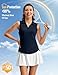 Rdruko Women's Sleeveless Golf Shirts Collared V-Neck Tennis Tank Tops Polo UPF 50+ Lightweight Quick Dry Shirts, Navy Blue, XL