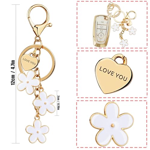 Yekoubo White TPU Key Fob Cover with Plum Blossom Keychain Compatible with Chevy Silverado,Silverado 1500 2500HD 3500HD GMC Sierra,GMC Sierra 1500 2500HD 3500HD 5-Button Smart Key for Women by Yekoubo - Used condition - Image 4