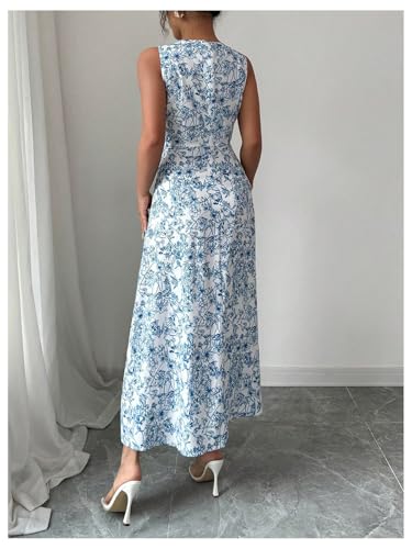 Floerns Women's Floral Sleeveless Tank Dress Crew Neck Vacation A Line Long Dresses3