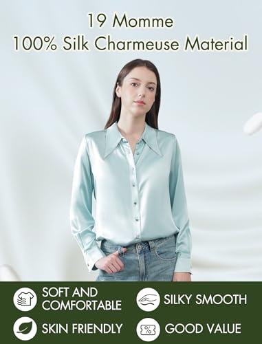 COLD POSH Silk Blouses for Women Long Sleeve Women’s 100% Pure Silk Blouses Elegant Button Down Shirt Smooth Tops Cool Shirts4
