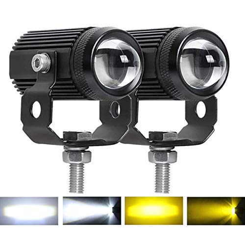 Mini LED Driving Fog Lights, Motorcycle Auxiliary Spot Lights High Low Beam White Yellow 1.3'' Headlights Replacement for Motorbike Polaris Yamaha Can Am ATV UTV 60W, 6000 Lumens