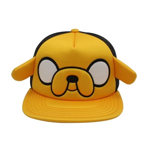 Image of Adventure Time Trucker Hat, Jake The Dog Adult Adjustable Snapback Baseball Cap with Flat Brim and 3D Ears, Multi, One Size