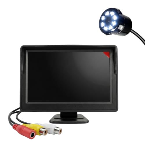 Image of FABTEC 5 Inch TFT LCD Car Rear View Monitor Screen with 8 LED Night Vision Parking Camera Combo | Universal Reverse Parking Camera System for Car, SUV & Hatchback | HD Backup Camera Kit