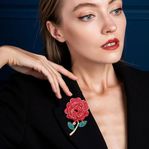Image of Rhinestone Flower Pin Camellia Drop Oil Brooch Big Large Rose Bouquet Brooch Pin Pearl Daisy Peony Brooch Lapel Pins Elegant Clothing Hat Bag Skirt Accessories for Women