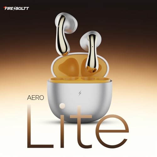 Image of Fire-Boltt Aero Lite TWS Earbuds Custom EQ Wireless Bluetooth 5.4 Music & App Support 50H Playtime Fast Charging Case 50ms Low Latency for Gaming Touch Controls Ivory Gold