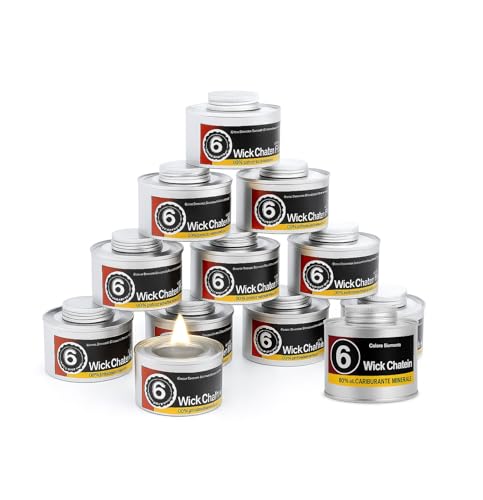Chafing Fuel Cans 6 Hour Burn Time Non-Flammable Liquid Wick Set of 12 Cool-Touch Design for Catering Equipment