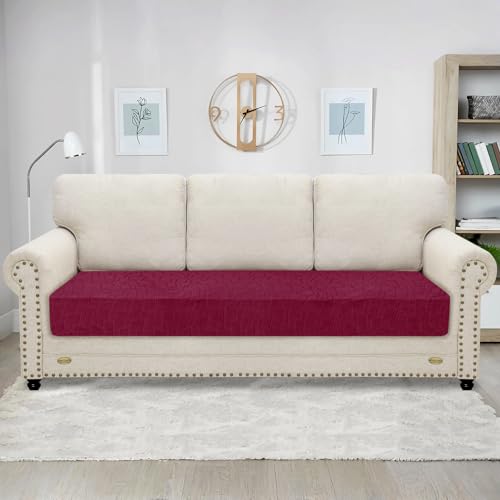 MAXIJIN Waterproof Sofa Seat Cushion Cover Jacquard Fabric Sofa Seat Cover Non-Slip Couch Seat Slipcover Protector with Elastic Bottom (Wine Red - Image 2