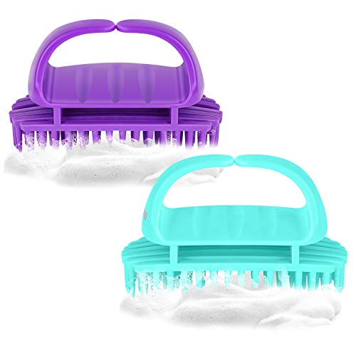 2 Pack Scalp Massager Shampoo Brush, Soft Comfortable Scalp Care Hair Brush for Women Men Kids Pets, Green &Purple