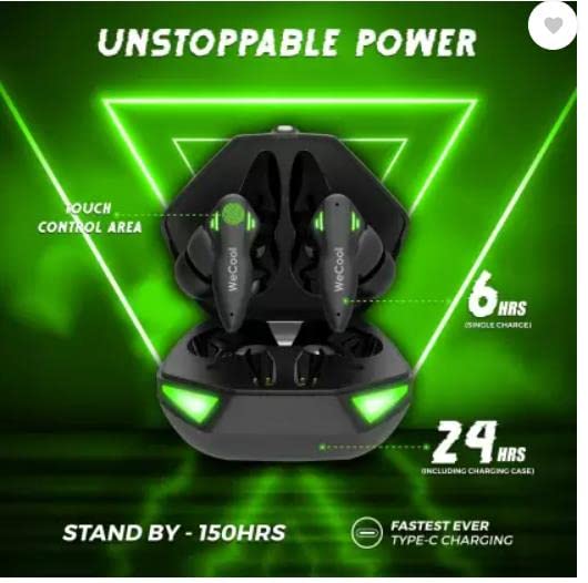 Image of (Refurbished) WeCool Moonwalk M4 Gaming Earbuds with 60ms Low Latency Bluetooth Headset (Black True Wireless)