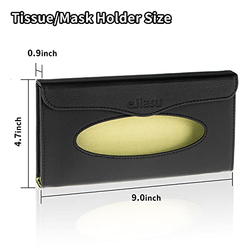 Ejiasu Car Tissue Holder, Sun Visor Napkin Holder, Car Visor Tissue Holder, Pu Leather Backseat Tissue Case Holder For Car,Vehicle(Black) #TOP3