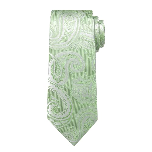 Image of DiBanGu Silk Ties for Men Necktie and Lapel Pin Brooch Set Formal Woven Paisley Plaid Striped Solid Tie Wedding Party